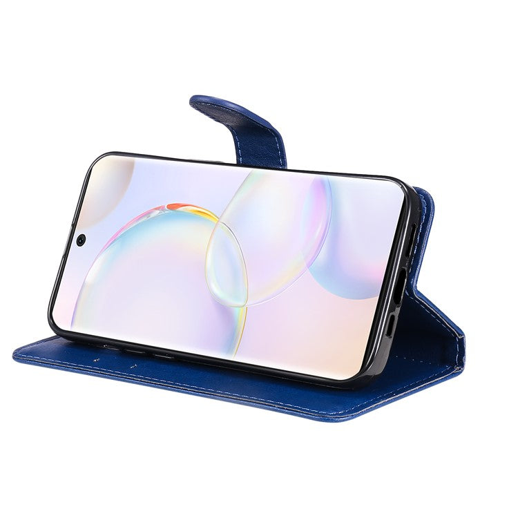 KT Leather Series-2 Solid Color Wallet Leather Case Inner Soft TPU Phone Cover with Adjustable Stand for Honor 50 5G/Huawei nova 9 - Blue