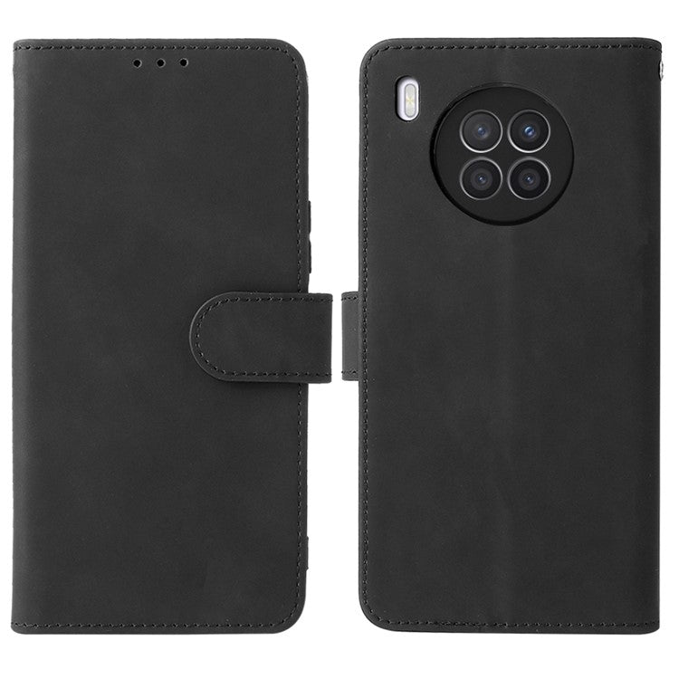 Folio Flip Skin-Touch Feeling Case Drop-Proof Stand Wallet Leather Cover for Honor 50 Lite / Huawei nova 8i - Black