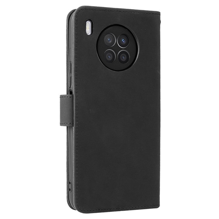 Folio Flip Skin-Touch Feeling Case Drop-Proof Stand Wallet Leather Cover for Honor 50 Lite / Huawei nova 8i - Black
