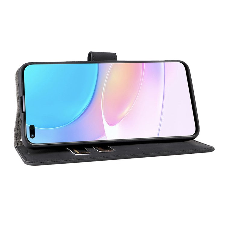 Folio Flip Skin-Touch Feeling Case Drop-Proof Stand Wallet Leather Cover for Honor 50 Lite / Huawei nova 8i - Black