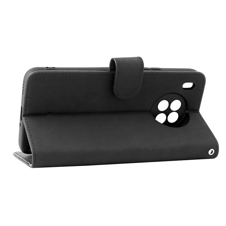 Folio Flip Skin-Touch Feeling Case Drop-Proof Stand Wallet Leather Cover for Honor 50 Lite / Huawei nova 8i - Black