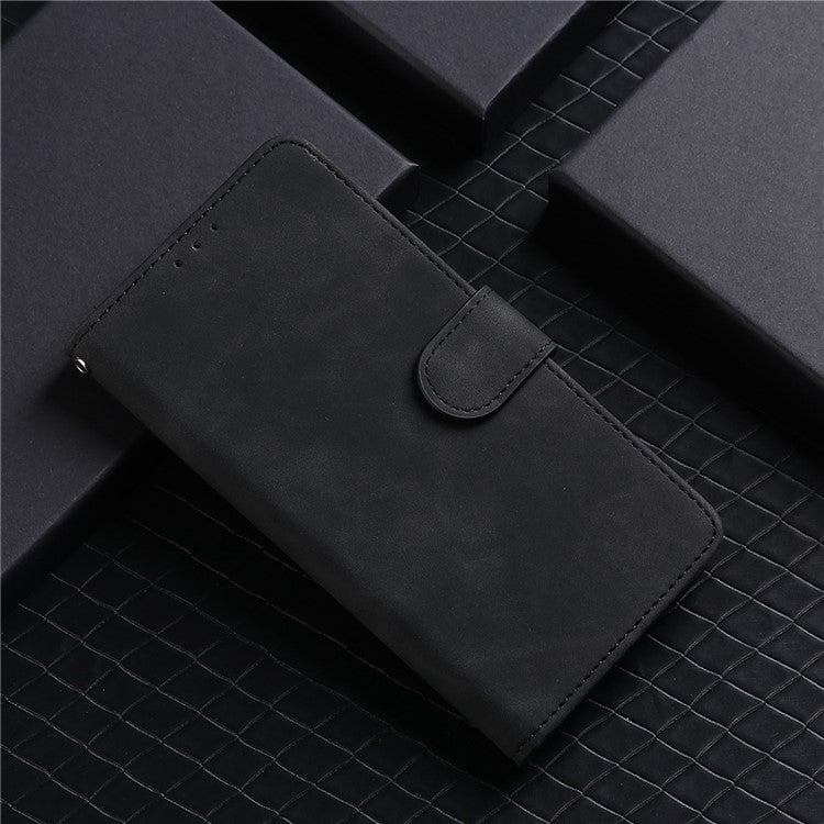 Folio Flip Skin-Touch Feeling Case Drop-Proof Stand Wallet Leather Cover for Honor 50 Lite / Huawei nova 8i - Black