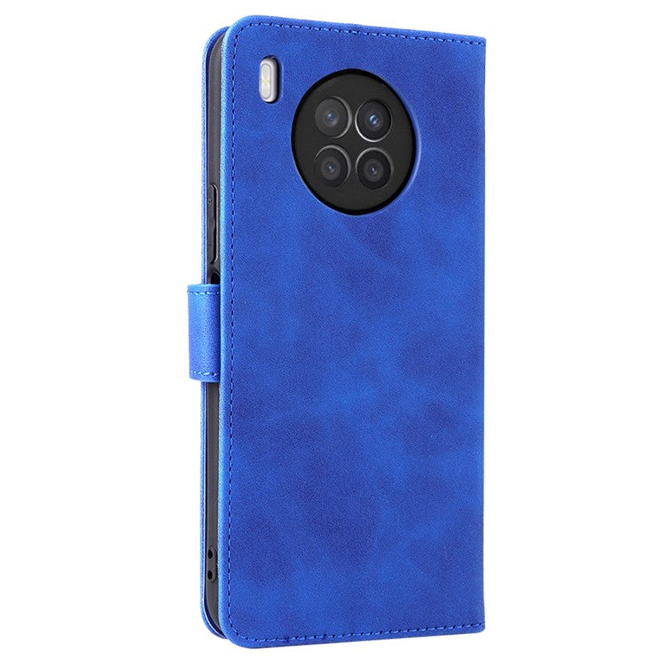 Folio Flip Skin-Touch Feeling Case Drop-Proof Stand Wallet Leather Cover for Honor 50 Lite / Huawei nova 8i - Blue