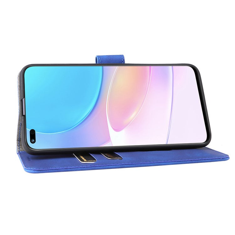 Folio Flip Skin-Touch Feeling Case Drop-Proof Stand Wallet Leather Cover for Honor 50 Lite / Huawei nova 8i - Blue