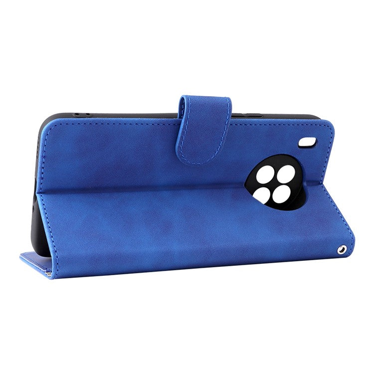 Folio Flip Skin-Touch Feeling Case Drop-Proof Stand Wallet Leather Cover for Honor 50 Lite / Huawei nova 8i - Blue