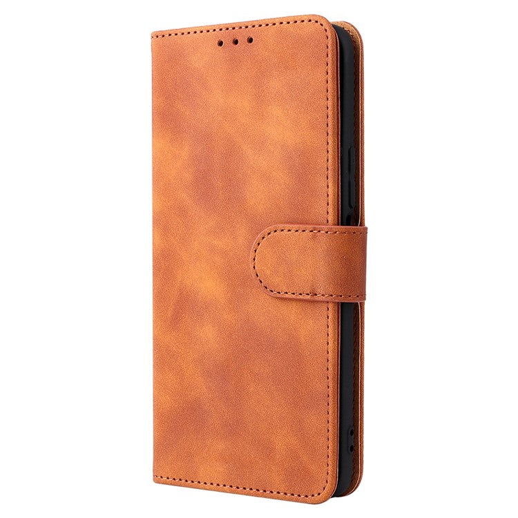 Folio Flip Skin-Touch Feeling Case Drop-Proof Stand Wallet Leather Cover for Honor 50 Lite / Huawei nova 8i - Brown
