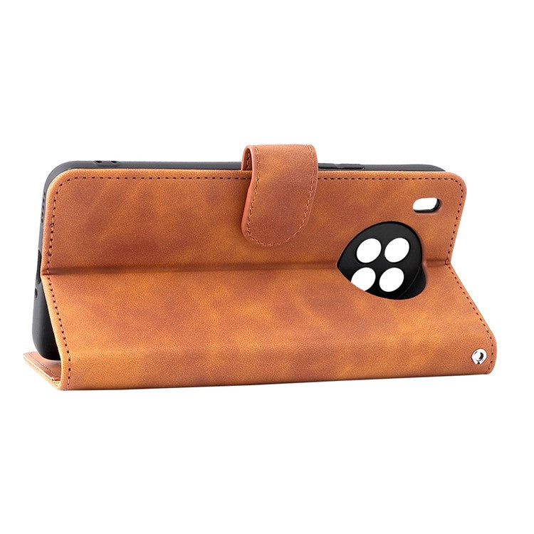 Folio Flip Skin-Touch Feeling Case Drop-Proof Stand Wallet Leather Cover for Honor 50 Lite / Huawei nova 8i - Brown