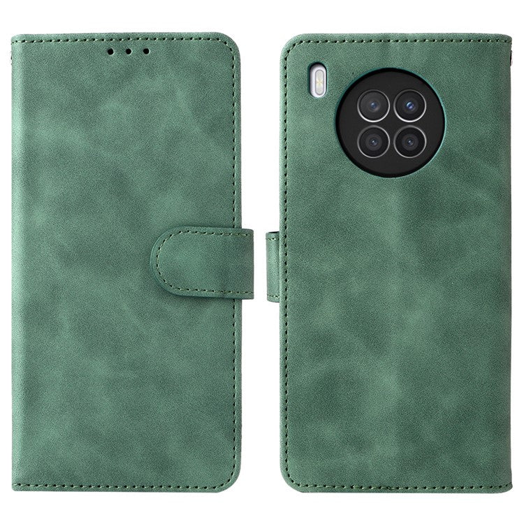 Folio Flip Skin-Touch Feeling Case Drop-Proof Stand Wallet Leather Cover for Honor 50 Lite / Huawei nova 8i - Green
