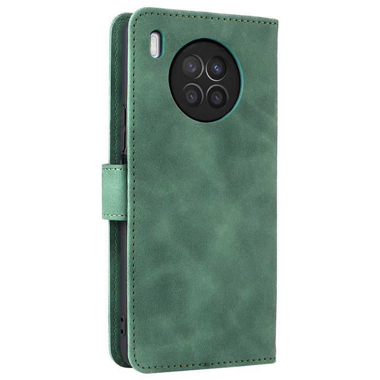 Folio Flip Skin-Touch Feeling Case Drop-Proof Stand Wallet Leather Cover for Honor 50 Lite / Huawei nova 8i - Green