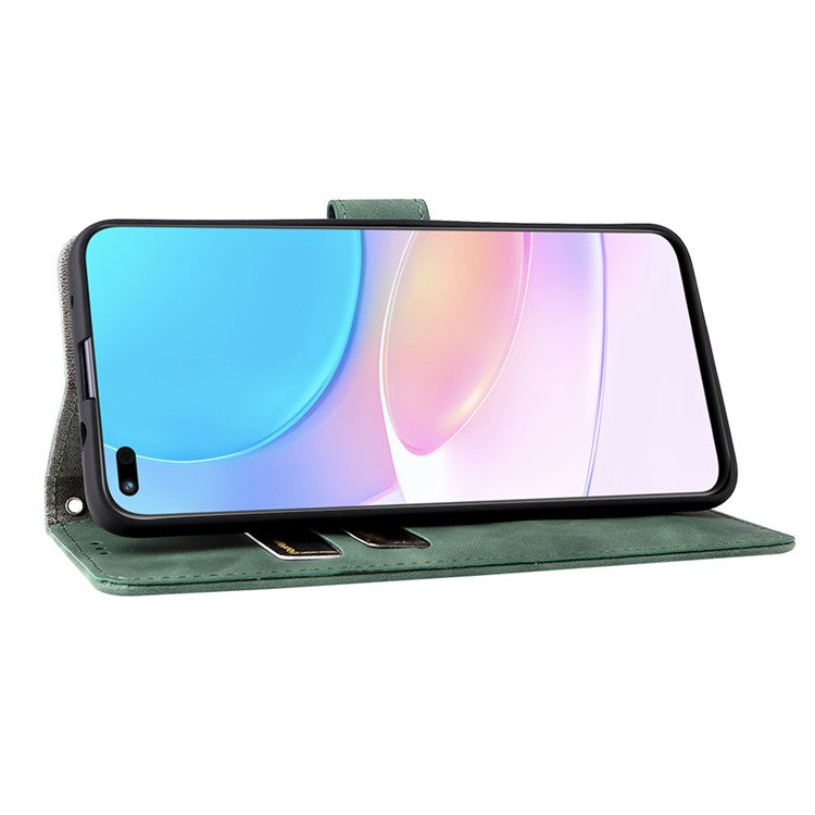 Folio Flip Skin-Touch Feeling Case Drop-Proof Stand Wallet Leather Cover for Honor 50 Lite / Huawei nova 8i - Green