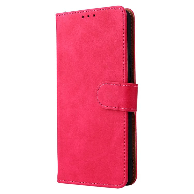 Folio Flip Skin-Touch Feeling Case Drop-Proof Stand Wallet Leather Cover for Honor 50 Lite / Huawei nova 8i - Red