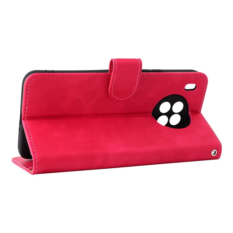 Folio Flip Skin-Touch Feeling Case Drop-Proof Stand Wallet Leather Cover for Honor 50 Lite / Huawei nova 8i - Red