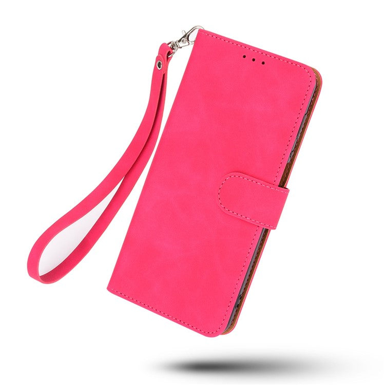 Folio Flip Skin-Touch Feeling Case Drop-Proof Stand Wallet Leather Cover for Honor 50 Lite / Huawei nova 8i - Red