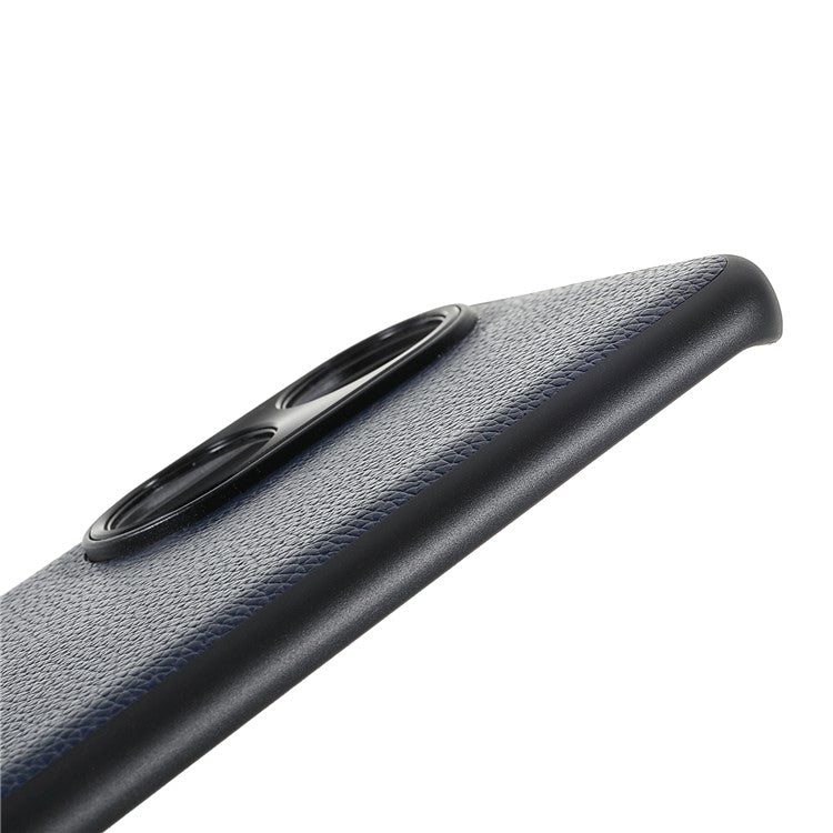 Drop-proof Precise Cutout Litchi Texture Case Genuine Leather Coated TPU + PC Phone Cover Shell for Honor 50/Huawei nova 9 - Blue