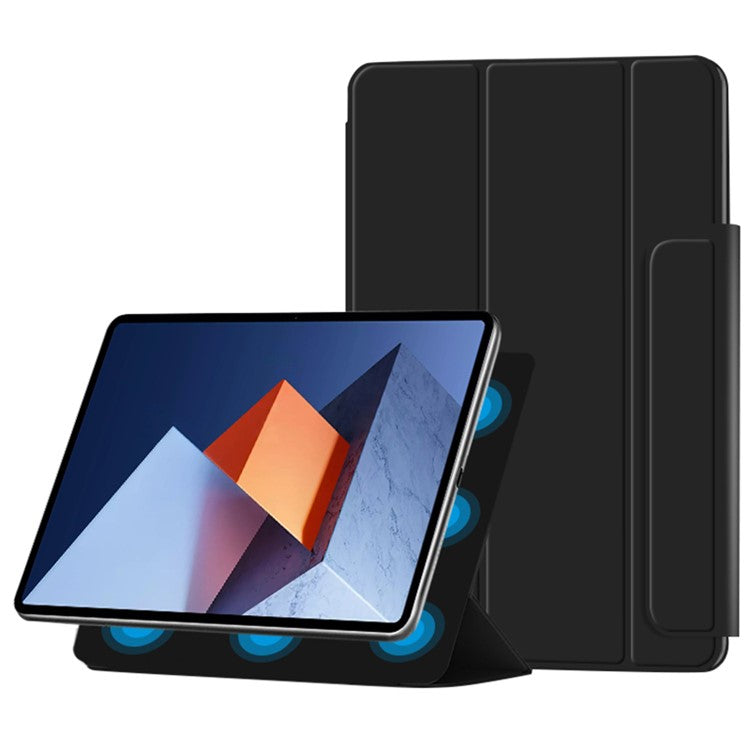 PU Leather Tri-fold Stand Magnetic Closure Tablet Case Cover for Huawei MateBook E 2022 - Black
