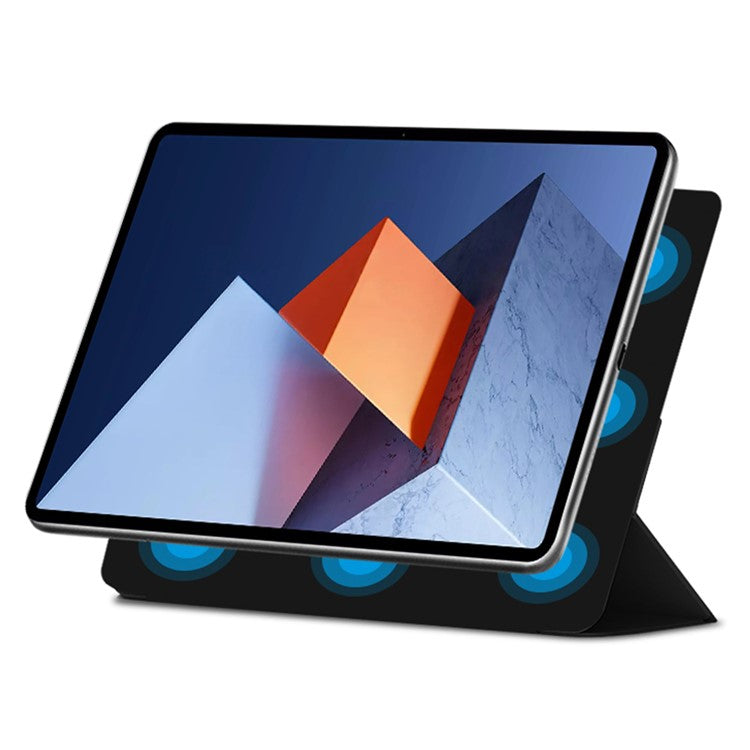 PU Leather Tri-fold Stand Magnetic Closure Tablet Case Cover for Huawei MateBook E 2022 - Black