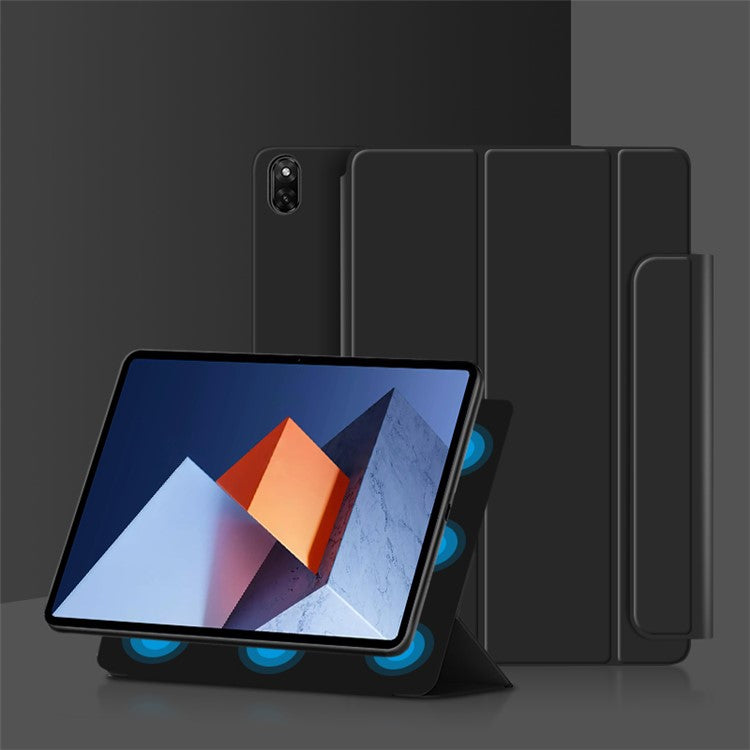 PU Leather Tri-fold Stand Magnetic Closure Tablet Case Cover for Huawei MateBook E 2022 - Black