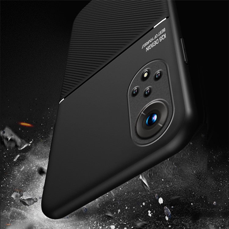 TPU Inner Edge Mobile Phone Case PU Leather Shockproof Phone Cover with Built-in Magnetic Metal Sheet for Huawei nova 9 / Honor 50 - Black