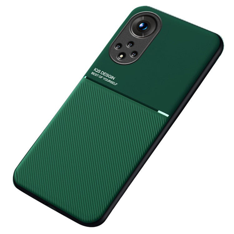TPU Inner Edge Mobile Phone Case PU Leather Shockproof Phone Cover with Built-in Magnetic Metal Sheet for Huawei nova 9 / Honor 50 - Green