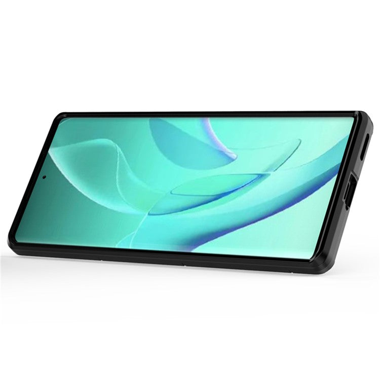 Mobile Phone Bag Cover Shockproof Lightweight Anti-scratch TPU Hard PC Protective Phone Case with Ring Holder Kickstand for Honor 60 - Black