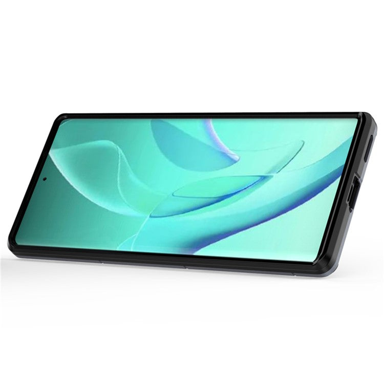 Mobile Phone Bag Cover Shockproof Lightweight Anti-scratch TPU Hard PC Protective Phone Case with Ring Holder Kickstand for Honor 60 - Dark Blue