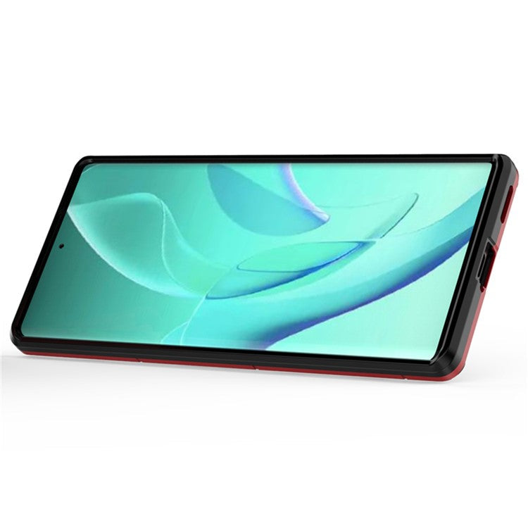 Mobile Phone Bag Cover Shockproof Lightweight Anti-scratch TPU Hard PC Protective Phone Case with Ring Holder Kickstand for Honor 60 - Red