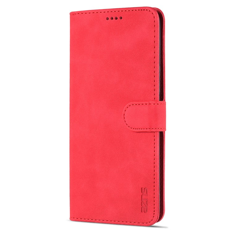 AZNS PU Leather Wallet Stand Anti-fall Shockproof Protective Phone Case Cover for Honor X30i - Red