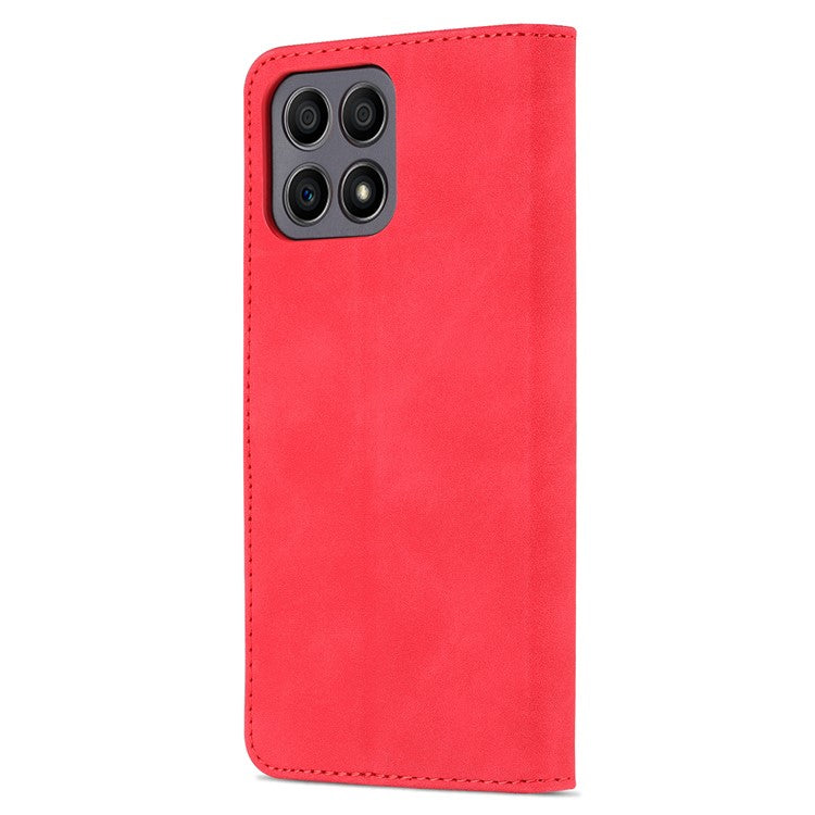 AZNS PU Leather Wallet Stand Anti-fall Shockproof Protective Phone Case Cover for Honor X30i - Red
