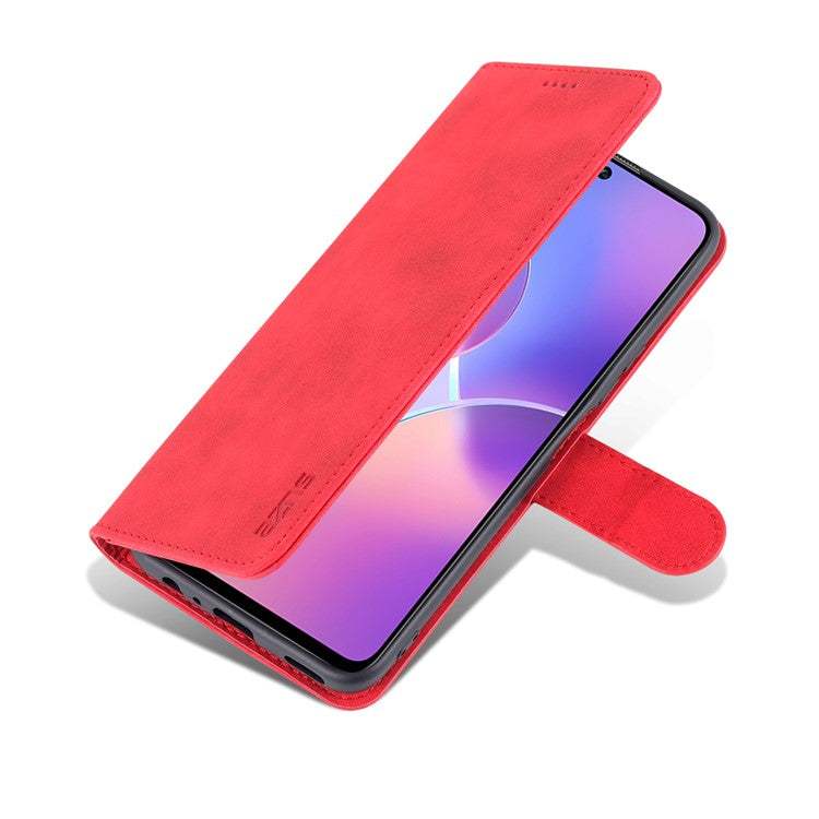 AZNS PU Leather Wallet Stand Anti-fall Shockproof Protective Phone Case Cover for Honor X30i - Red
