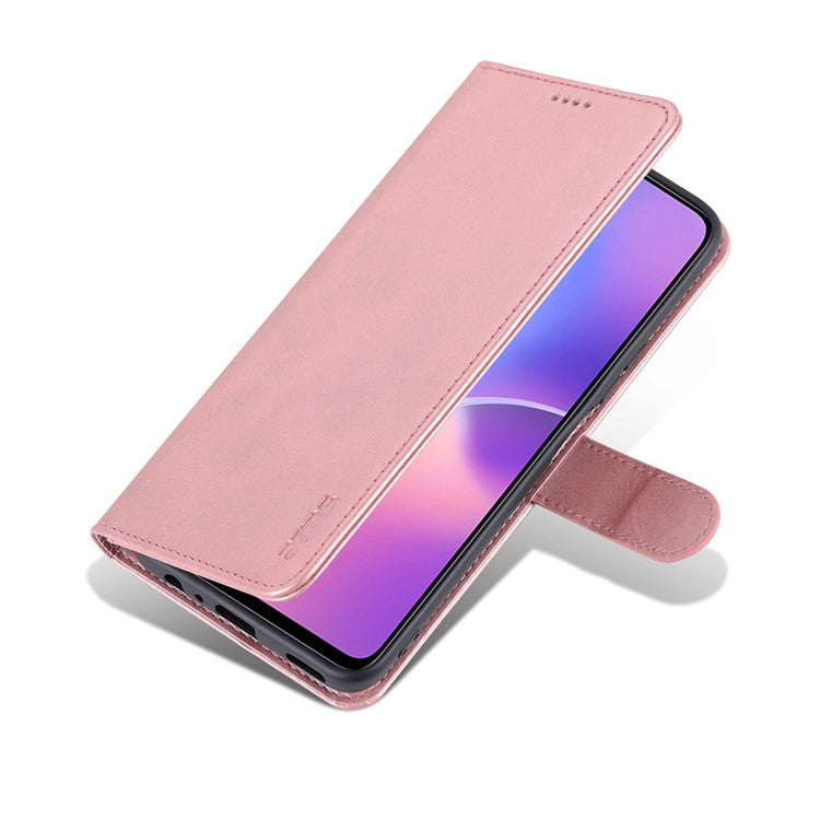 AZNS PU Leather Wallet Stand Anti-fall Shockproof Protective Phone Case Cover for Honor X30i - Rose Gold