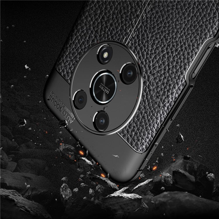 Slim Business Litchi Texture Flexible TPU Scratch-Resistant Drop Protection Cover for Honor X30/X9 5G/Magic 4 Lite 5G - Black
