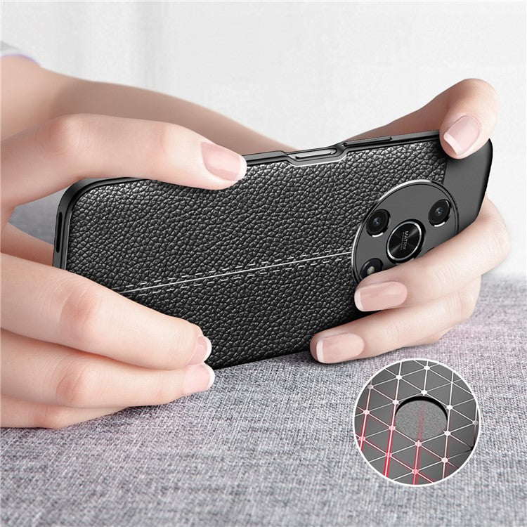 Slim Business Litchi Texture Flexible TPU Scratch-Resistant Drop Protection Cover for Honor X30/X9 5G/Magic 4 Lite 5G - Black