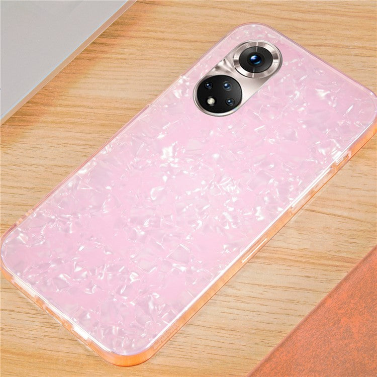 IPAKY Fashionable Stylish IMD Acrylic + Soft TPU Shockproof Anti-Scratch Phone Case for Honor 50 - Pink