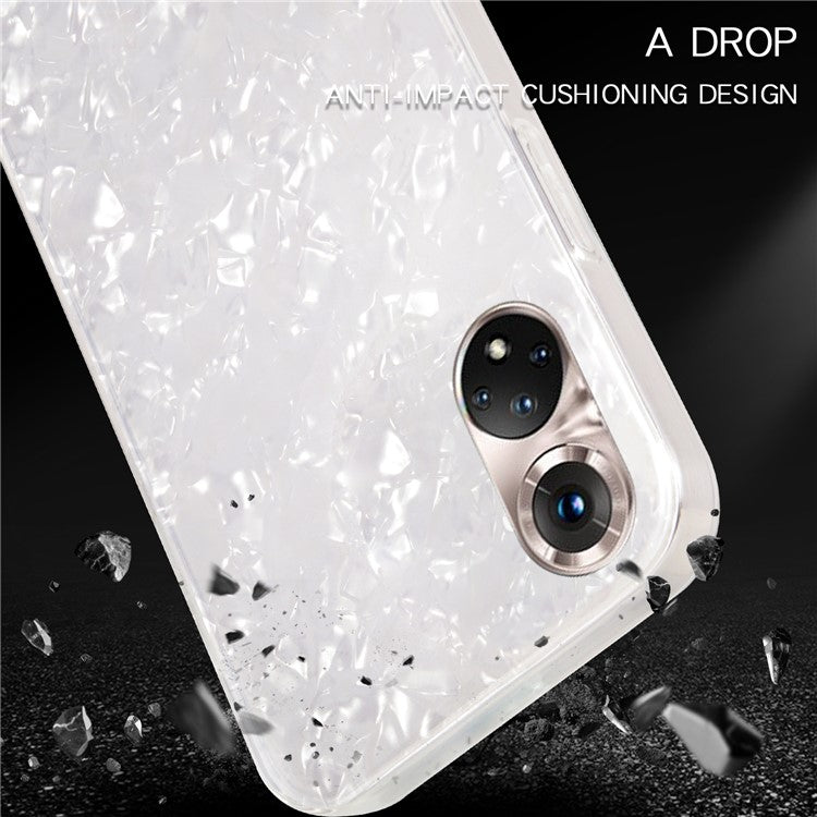 IPAKY Fashionable Stylish IMD Acrylic + Soft TPU Shockproof Anti-Scratch Phone Case for Honor 50 - White