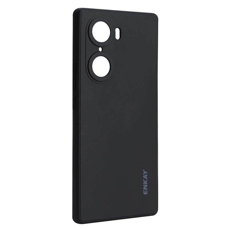 ENKAY HAT PRINCE Liquid Silicone Smartphone Shell Anti-Drop Shockproof Cellphone Bag Case Precise Cutout Hole Opening Phone Cover for Honor 60 - Black