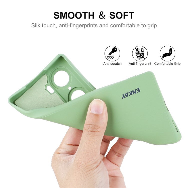 ENKAY HAT PRINCE Liquid Silicone Smartphone Shell Anti-Drop Shockproof Cellphone Bag Case Precise Cutout Hole Opening Phone Cover for Honor 60 - Beige