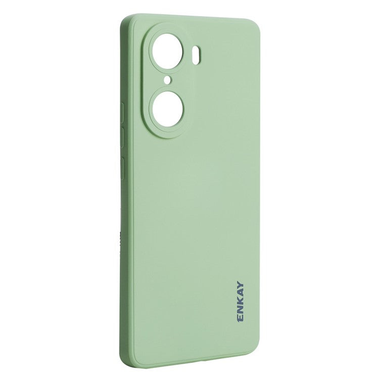 ENKAY HAT PRINCE Anti-Drop Shockproof Cellphone Bag Case Precise Cutout Hole Opening Liquid Silicone Phone Cover for Honor 60 Pro - Light Green