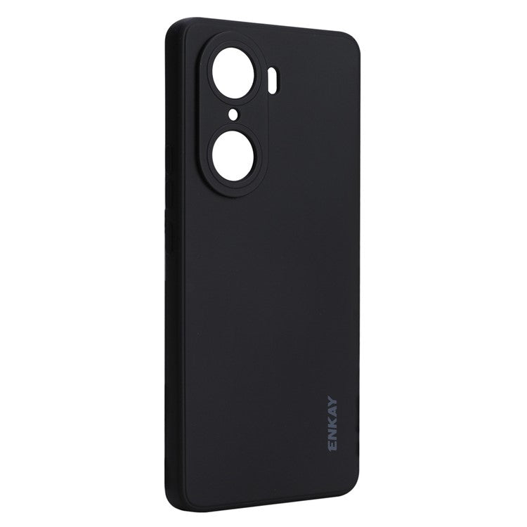 ENKAY HAT PRINCE Anti-Drop Shockproof Cellphone Bag Case Precise Cutout Hole Opening Liquid Silicone Phone Cover for Honor 60 Pro - Black