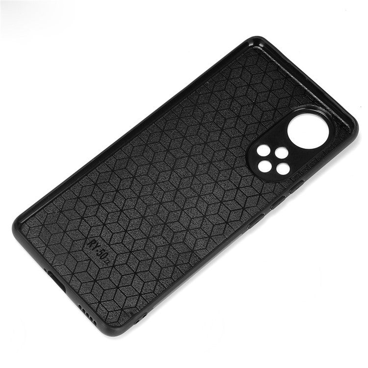 Stitching Line Lightweight Retro Textured PU Leather Coated PC + TPU Phone Cover Case for Honor 50 - Black