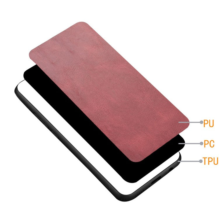 Stitching Line Lightweight Retro Textured PU Leather Coated PC + TPU Phone Cover Case for Honor 50 - Red