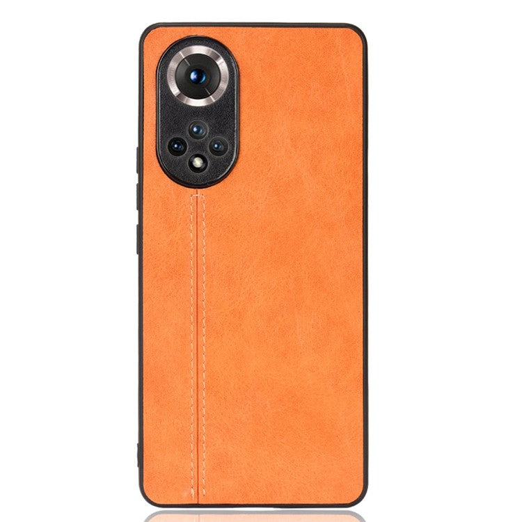 Stitching Line Lightweight Retro Textured PU Leather Coated PC + TPU Phone Cover Case for Honor 50 - Yellow