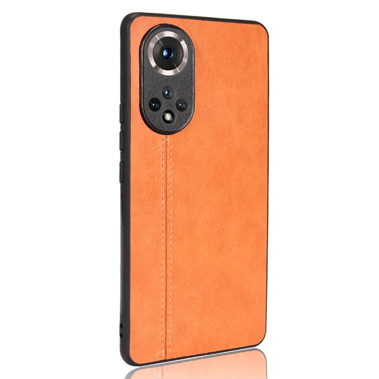 Stitching Line Lightweight Retro Textured PU Leather Coated PC + TPU Phone Cover Case for Honor 50 - Yellow