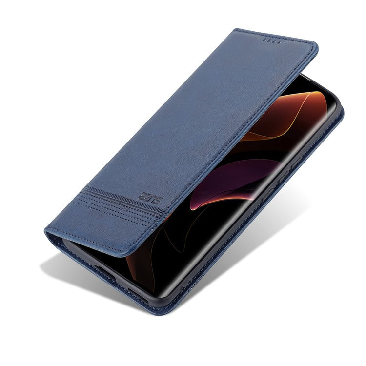 AZNS PU Leather + TPU Wallet Flip Case Magnetic Absorption Folding Stand Protective Cover for Honor 60 Pro - Blue