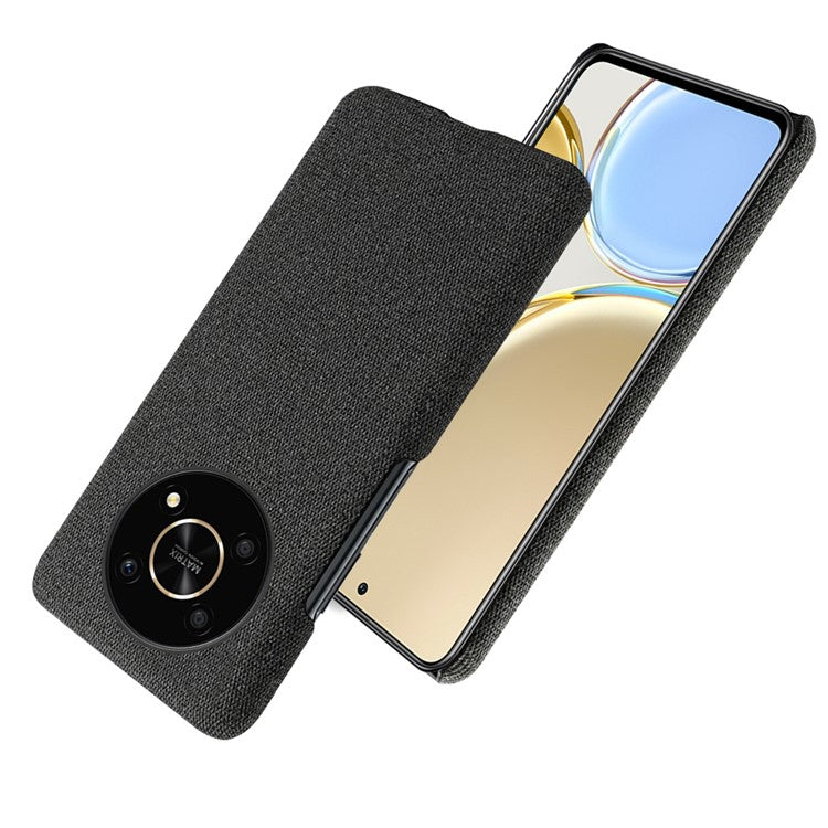 For Honor X30/X9 5G/Magic 4 Lite 5G Solid Color Cloth Coated Phone Case Incomplete Covering Hard PC Protective Cover - Black