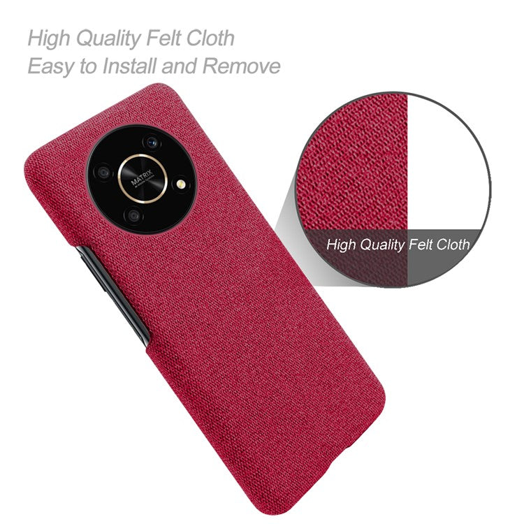 For Honor X30/X9 5G/Magic 4 Lite 5G Solid Color Cloth Coated Phone Case Incomplete Covering Hard PC Protective Cover - Red