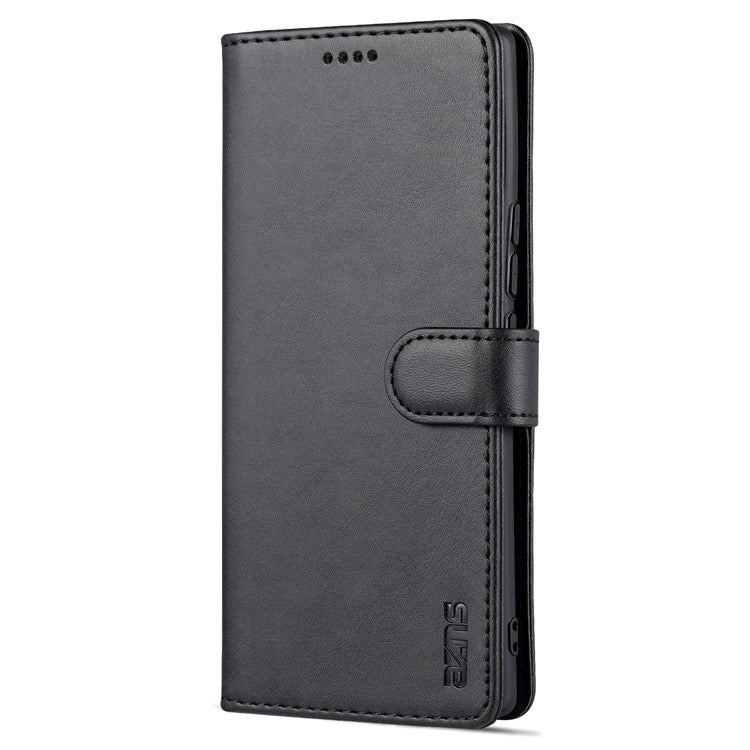 AZNS for Honor 60 Well-protected Anti-fall PU Leather Wallet Stand Mobile Phone Case Cover - Black