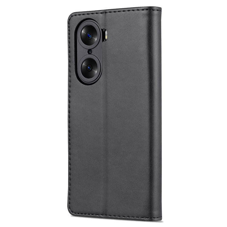 AZNS for Honor 60 Well-protected Anti-fall PU Leather Wallet Stand Mobile Phone Case Cover - Black