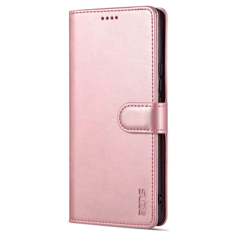 AZNS for Honor 60 Well-protected Anti-fall PU Leather Wallet Stand Mobile Phone Case Cover - Rose Gold