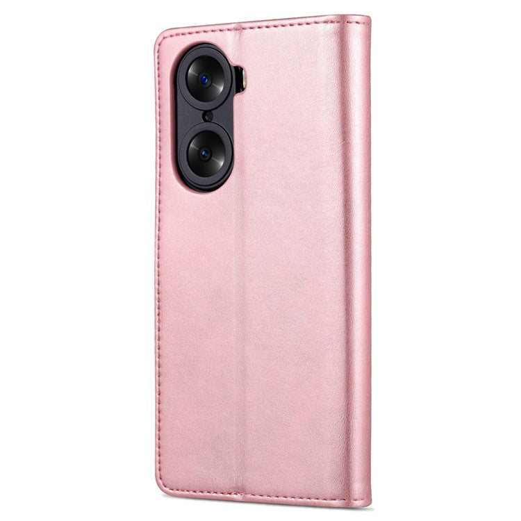 AZNS for Honor 60 Well-protected Anti-fall PU Leather Wallet Stand Mobile Phone Case Cover - Rose Gold