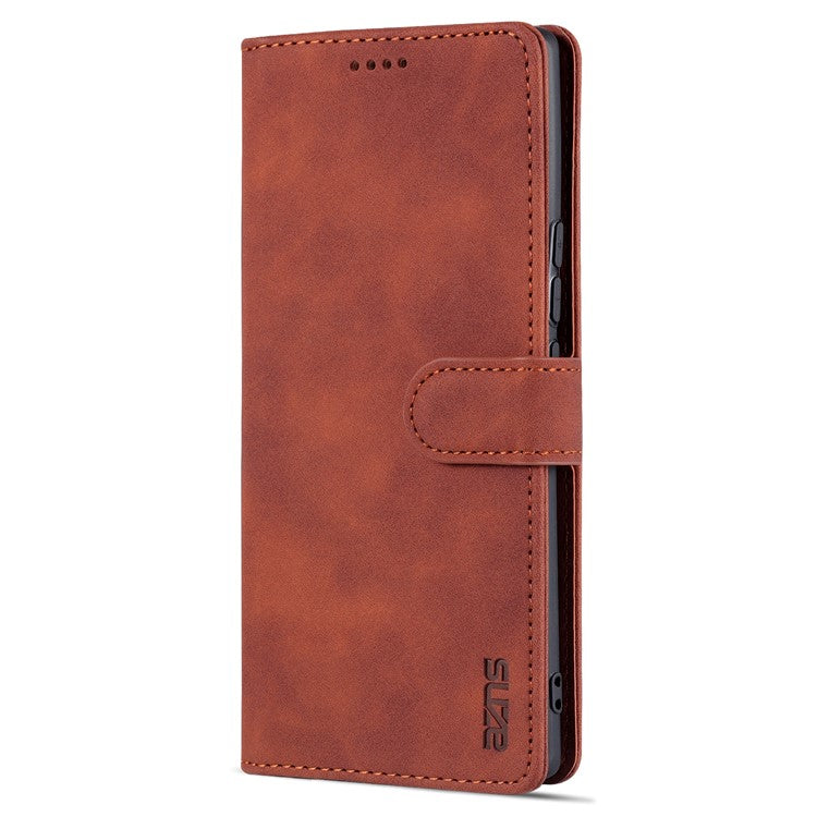 AZNS for Honor 60 Well-protected Anti-fall PU Leather Wallet Stand Mobile Phone Case Cover - Brown